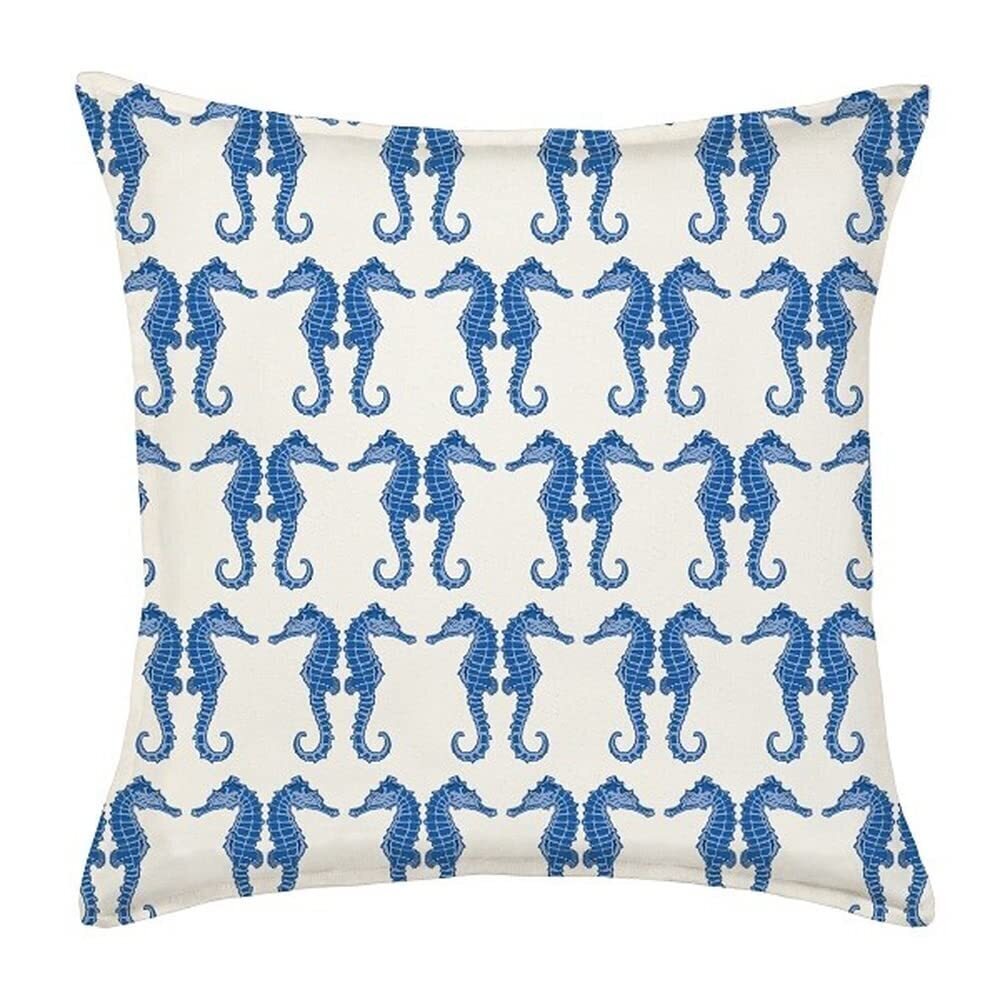 4195 20 in. Square Cotton Decorative Throw Pillow, 20"x20", Blue Seahorse